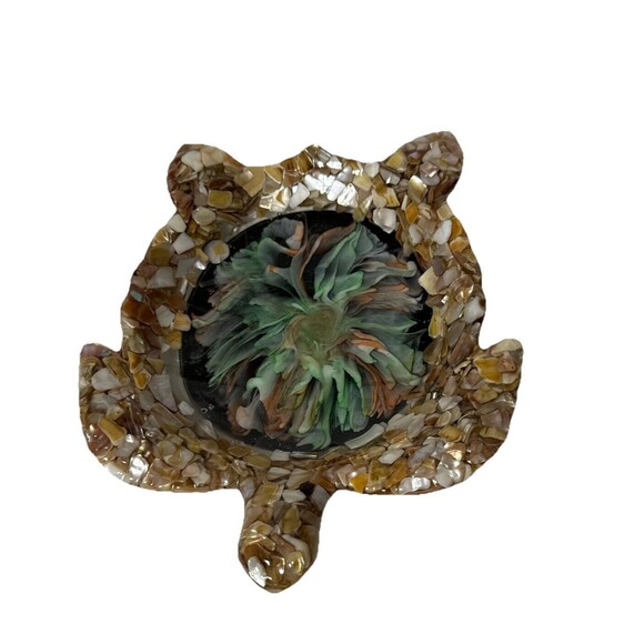Epoxy Resin Turtle Jewelry Or Trinket Holder With Shells And  Bloom In Center - Picture 2 of 14